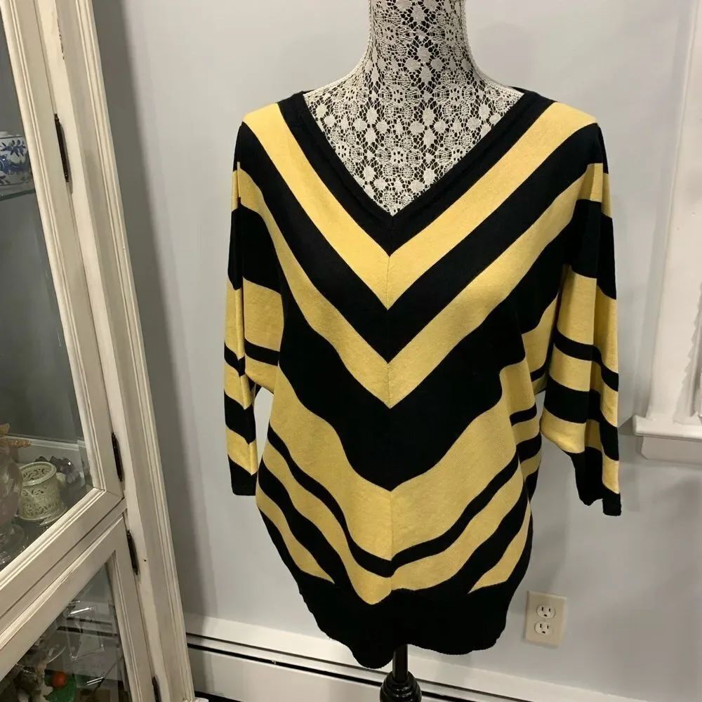 Joan Vass Striped V-Neck Sweater - Picture 5 of 10